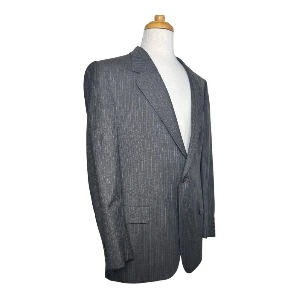 Christian Dior Vintage Wool Men's Single Breast Blazer Brown Striped 46R - Picture 4 of 12